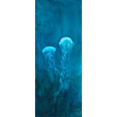 simple elegant pair Duo Jellyfish Canvas Fine Art giclee Print